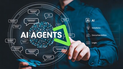 Man using digital ai agents interface for smart automation and communication

