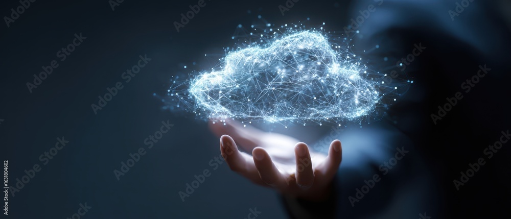 Poster the digital cloud visualization transformed by innovative technology in a professional setting