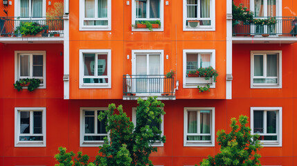 Fototapeta premium Apartment building where one window shows different weather