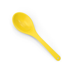 Yellow Plastic Spoon Isolated on Transparent Background