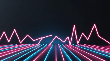 Animated Neon Lines and Graphs on Dark Background, Futuristic Visuals. - Powered by Adobe