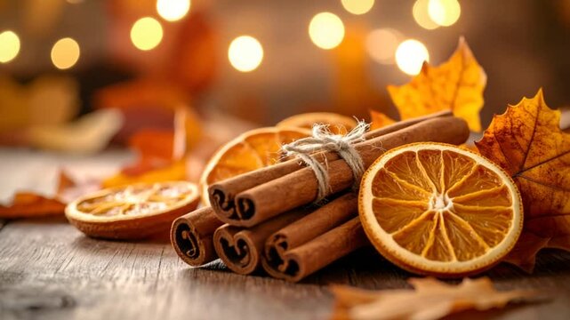 Autumnal cinnamon orange still life