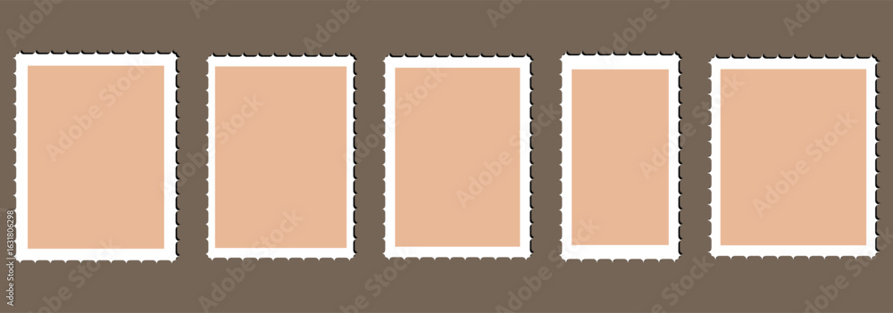 Poster postage stamp borders set vector. clean postage stamp template. postage icon. post stamp frame and b