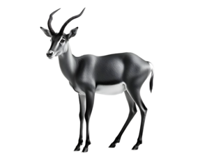 Vector silhouette illustration of a wild horned antelope or deer, isolated on a white background