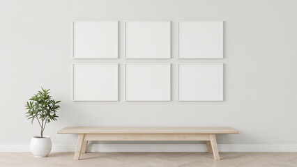 Fototapeta premium Image mockup of a white photo frame in a minimalist themed room