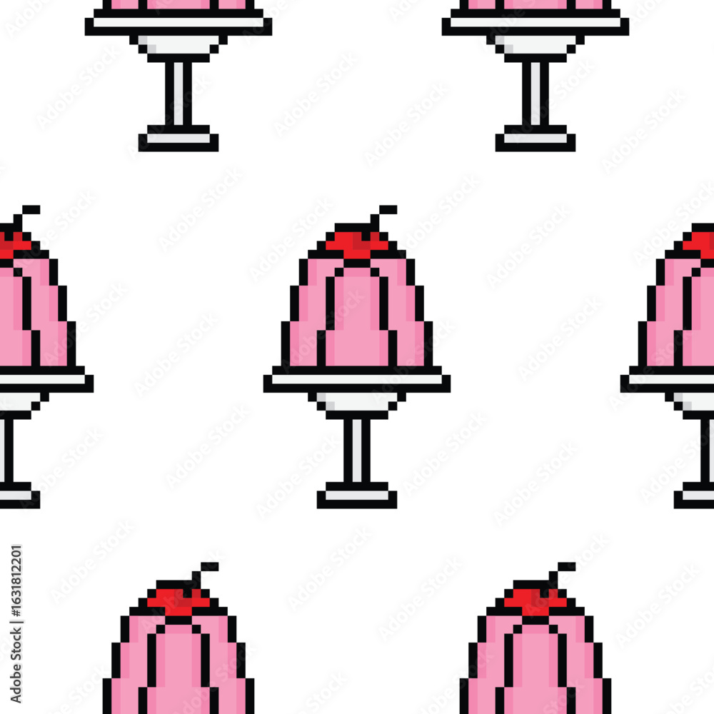 Aufkleber pixel pudding seamless pattern vector jelly background pixel art for 8 bit game