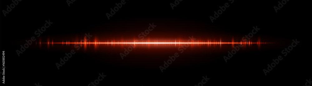 Wall mural waveform stripe. clean glowing line with smooth frequency pattern and center light burst. suitable f