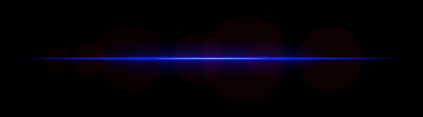 Laser line. Thin horizontal beam with smooth light halo and soft focus edges on dark background. Perfect for sci-fi, motion or UI design.