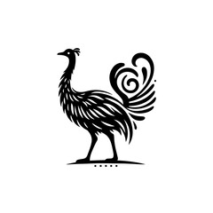 Fototapeta premium Vector art of ornate pheasant illustration isolated on white background in black color