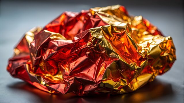 Crushed red and gold metallic foil texture - Powered by Adobe