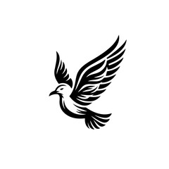 Obraz premium Illustration of a bird isolated on white background in black and white color