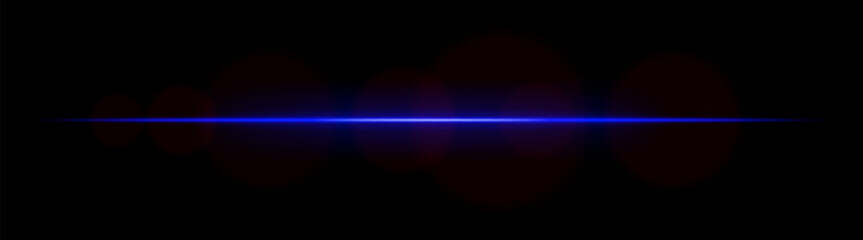 Laser line. Thin horizontal beam with smooth light halo and soft focus edges on dark background. Perfect for sci-fi, motion or UI design.