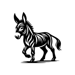 Obraz premium Illustration of a donkey isolated on white background in black and white