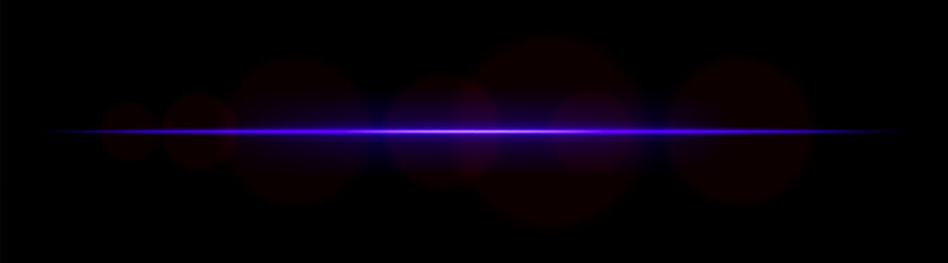 Laser line. Thin horizontal beam with smooth light halo and soft focus edges on dark background. Perfect for sci-fi, motion or UI design.
