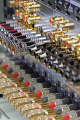 Rear panel of a high-quality AV receiver with multimedia connections for connecting speakers,...