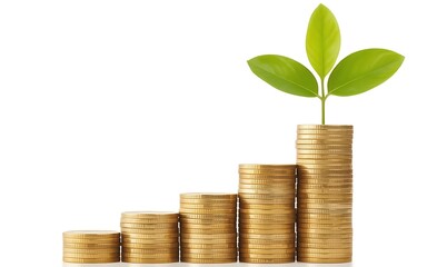 Growing Your Wealth with Gold Coins and a Sprout Representing Financial Growth and Investment Opportunities