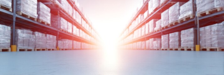 Vast cathedral of commerce glows with golden dawn, embracing logistical prowess, Cyber Monday dreams, and International Supply Chain Day