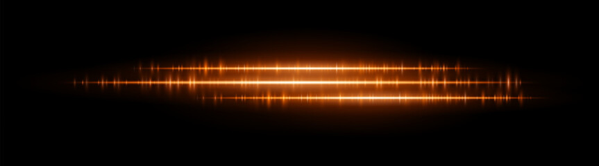 Soundwave line set. Dual horizontal light rhythm lines with glitch pulse effect. Used in sound design, equalizer or futuristic motion UI.