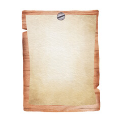 Watercolor wooden board with paper