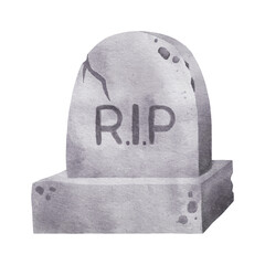 Cartoon watercolor tombstone RIP