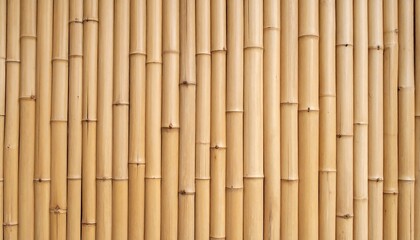 Naklejka premium Vertical, pale yellow bamboo poles forming a wall-like texture
