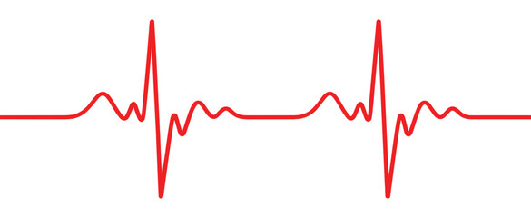 Red Heartbeat Line and ECG Monitor Vector, Medical Rhythm, and Health Pulse.