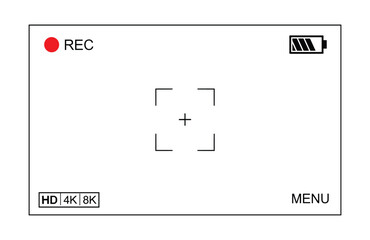 Camera Viewfinder Screen Vector Overlay, Recording Indicator, and Video Interface.