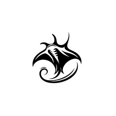 Naklejka premium Vector art of manta ray illustration isolated on white background in black and white