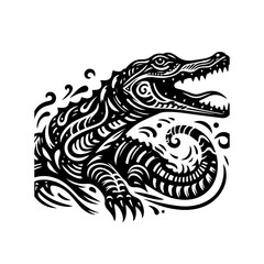 Obraz premium Illustration of a crocodile with decorative patterns isolated on white background