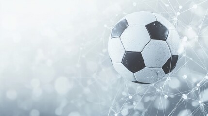 Fototapeta premium Soccer ball amidst a network of interconnected lines, concept of global sports