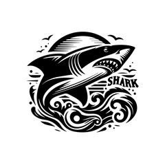 Obraz premium Vector art of shark illustration isolated on white background, a predator of the sea
