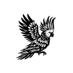 Obraz premium Vector art of a sulphur crested cockatoo with its wings spread isolated on white background