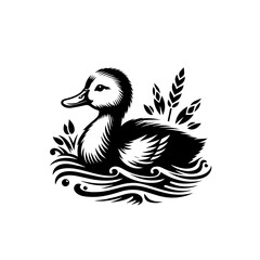 Vector art of duck swimming in water isolated on white background, a wildlife illustration