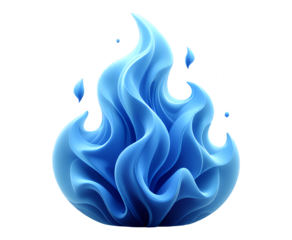 Blue Ethereal Flames with Transparent Background, 3D Realism Graphic for Digital Media