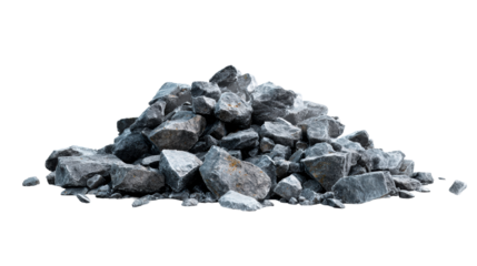 Pile of gray stones with a transparent background for design use