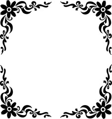 frame, floral, corner, border, silhouette,  