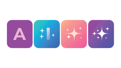 Vector art of artificial intelligence icons with gradient background