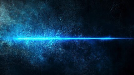 Abstract blue light beam on dark textured background.