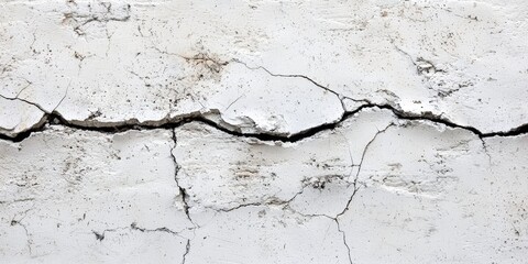 Obraz premium Porous white concrete wall with deep vertical black groove cracking through