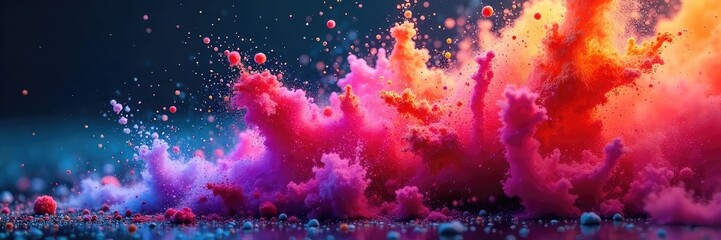 Colorful Powder Explosion Dynamic Abstract Burst Cascading Downward, Perfect for Artistic Backgrounds and Design Projects