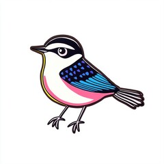 Colorful Cartoon Bird with Vibrant Feathers and Unique Patterns