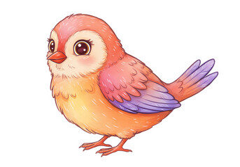 Obraz premium Charming Watercolor Bird Illustration: Pink and Orange Baby Bird Graphic