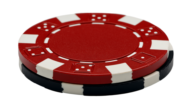 Red Poker Chip for Casino and Gambling, Isolated on Transparent Background