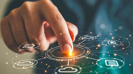 Digital touch interface with connected network icons for smart technology control
