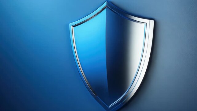 A blue shield with a silver border. The shield is rectangular in shape