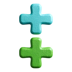 Fototapeta premium Glossy Cyan Cross Icon with Transparent Background, 3D Realism Graphic for Web Design