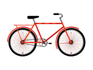 Obraz premium Red bicycle illustration isolated on transparent background, a classic mode of transportation for sport, recreation, and commuting, symbolizing fitness and sustainable travel