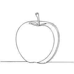One continuous line drawing of an apple. Minimalist fruit vector illustration for healthy food concept.