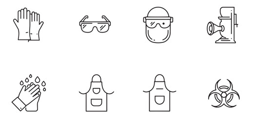 Fototapeta premium Vector illustration of safety equipment icons representing personal protective gear