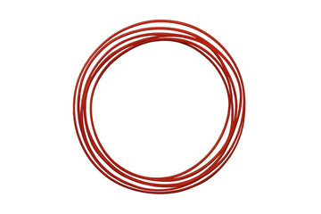 Red cable forming a circle on a transparent background, ideal for communication and technology concepts